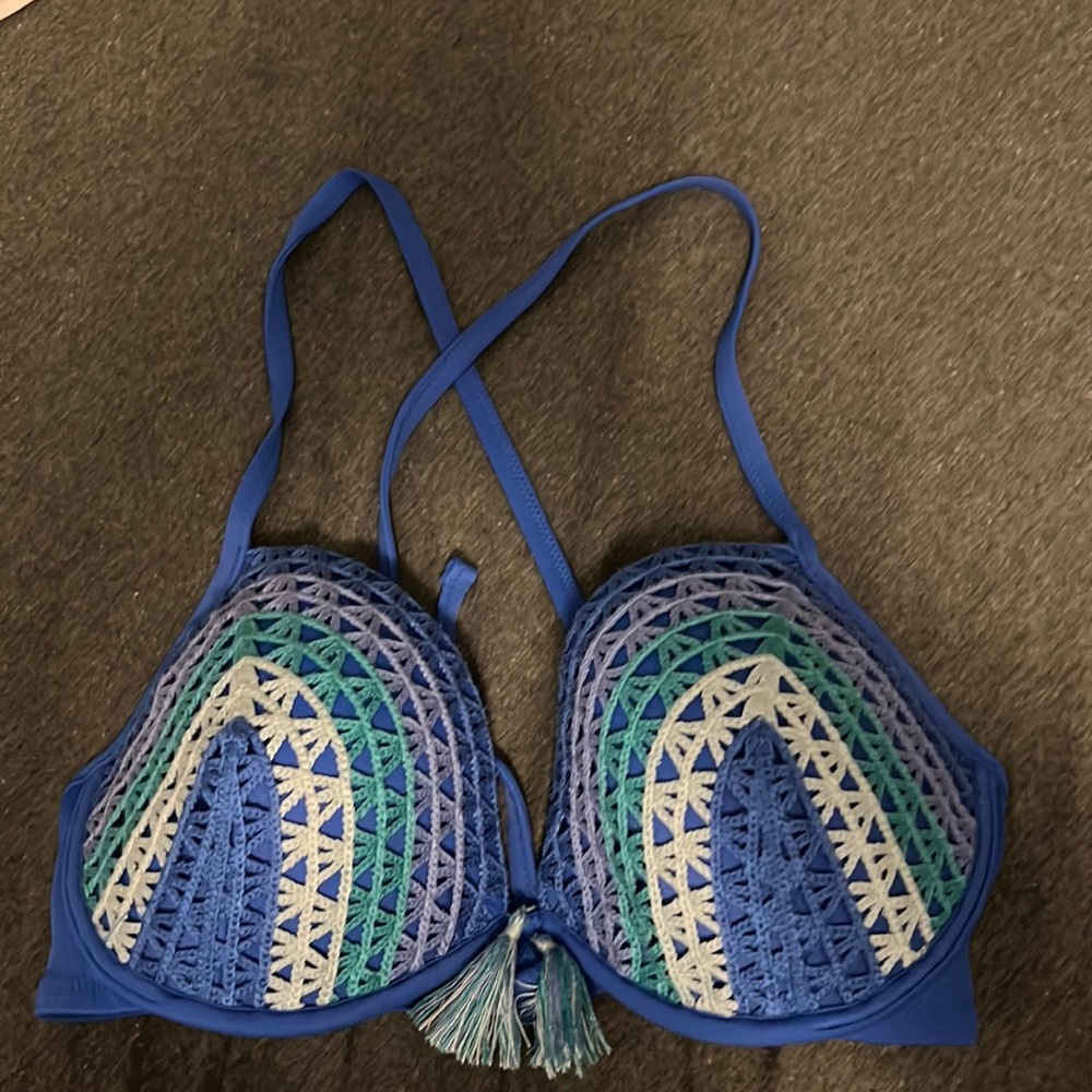 Bathing suit top royal blue with different shades of blue size 36D